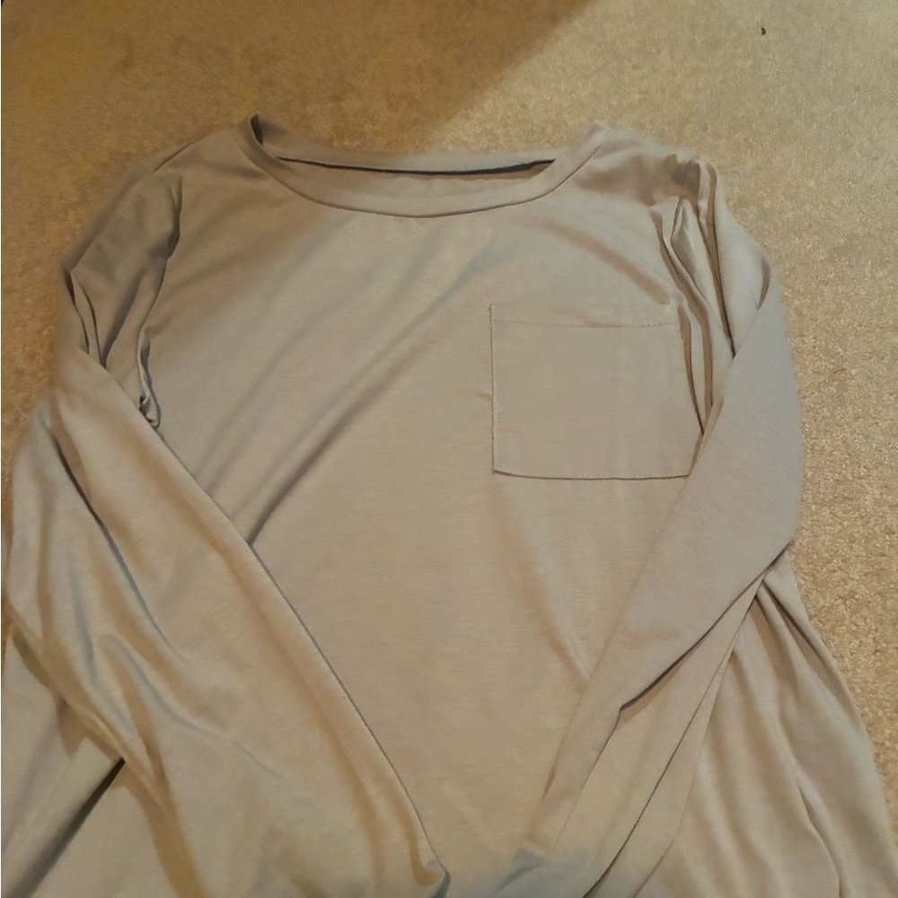 SHEIN Neutral Taupe Long Sleeve Pocket Top